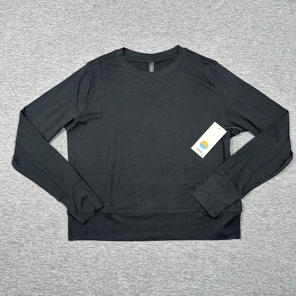 Vuori Daydream Crew Long Sleeve Crew Neck Pullover Womens Medium Black NEW